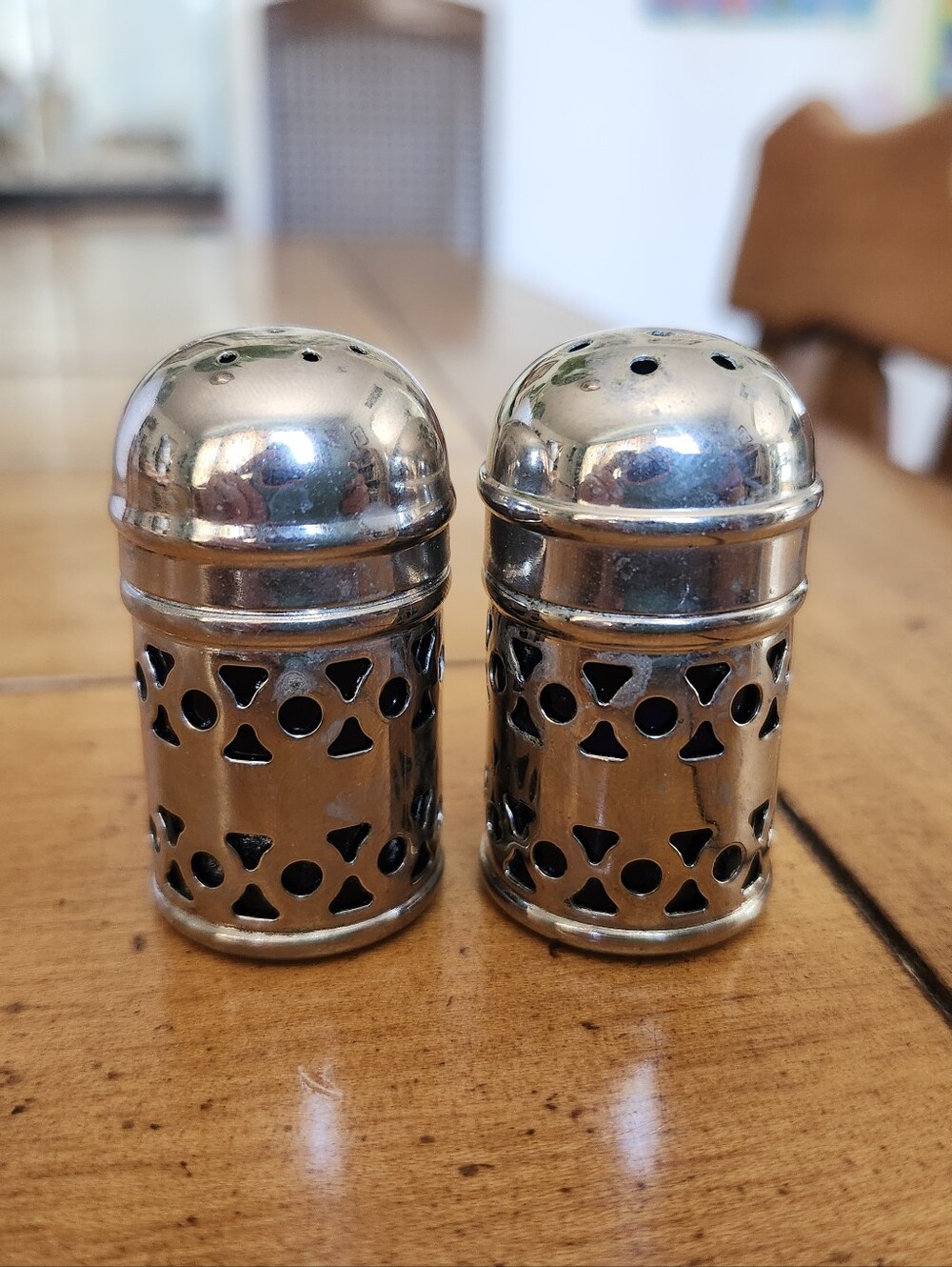 Tiny Vintage Apex EPNS Silver Plated/glass Salt And Pepper Shakers